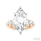 1 1/4 Ctw Marquise Shape Oval and Round Cut Diamond Semi-Mount Engagement Ring in 14K Rose and White Gold